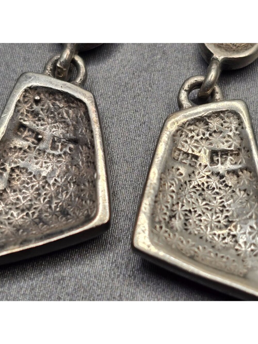 Vintage Carol Felley Abalone Silver Earrings Southwestern Dangle CFJ - Picture 4 of 9